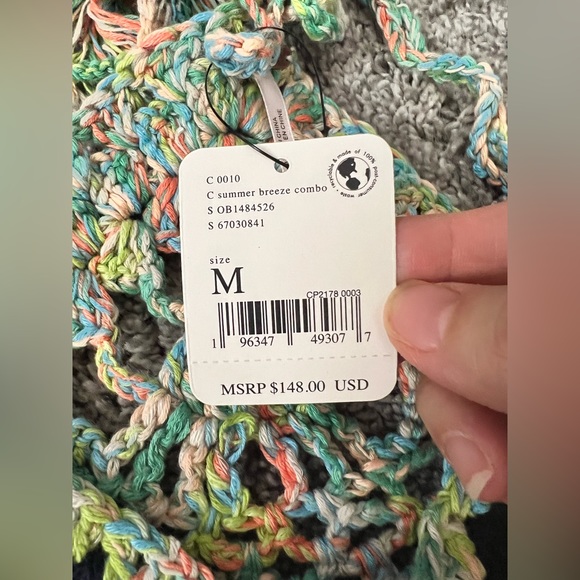 FREE PEOPLE NWT $148 Summer Breeze Crochet halter Top size M - Picture 8 of 8